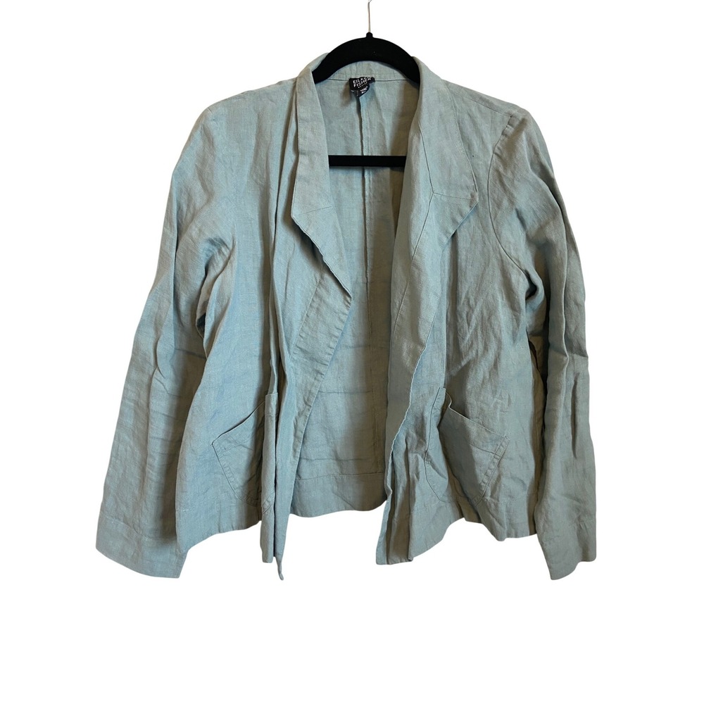 Eileen Fisher Petite  100% Linen Open Front Blazer Jacket PM